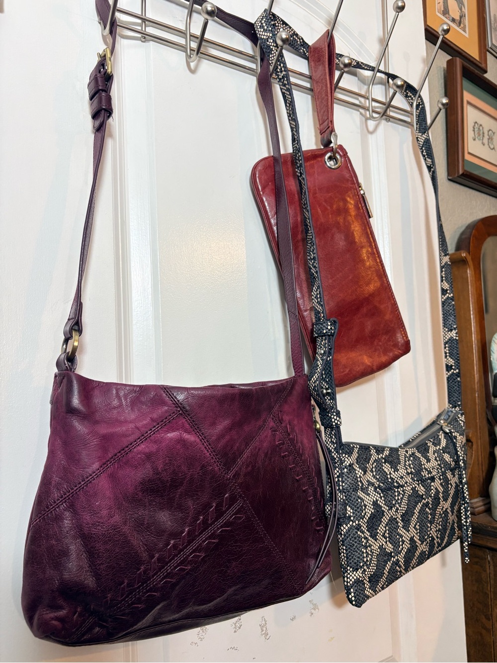 Lot of 3 HOBO Vintage Leather Bags - Crossbodies & Wristlet Clutch